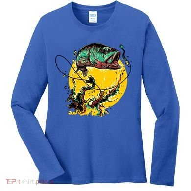 Fishing Art Wave Sunset Women's Long Sleeve Shirt