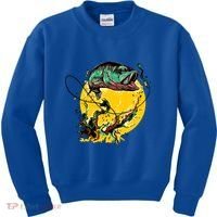Fishing Art Wave Sunset Kids Sweatshirt thumb 0