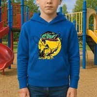 Fishing Art Wave Sunset Kids Hoodie thumb 2