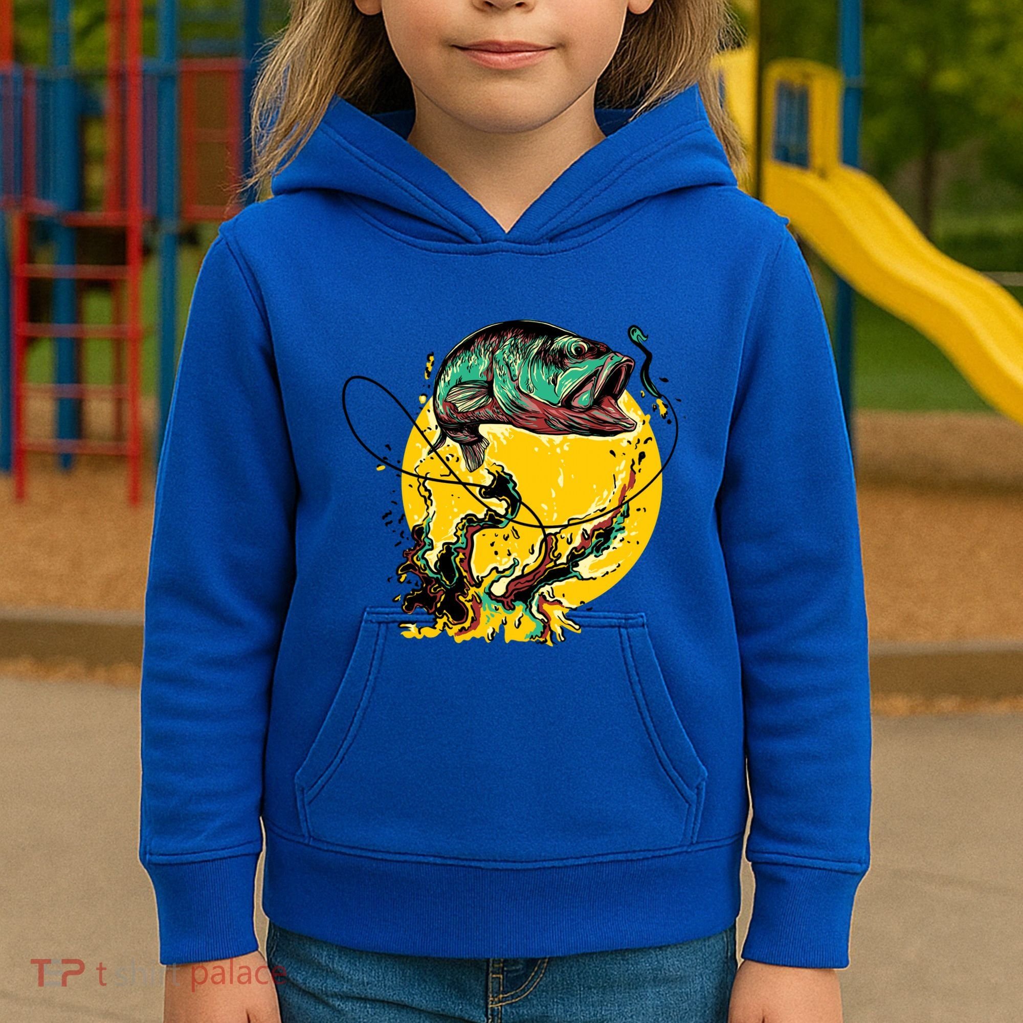 Fishing Art Wave Sunset Kids Hoodie