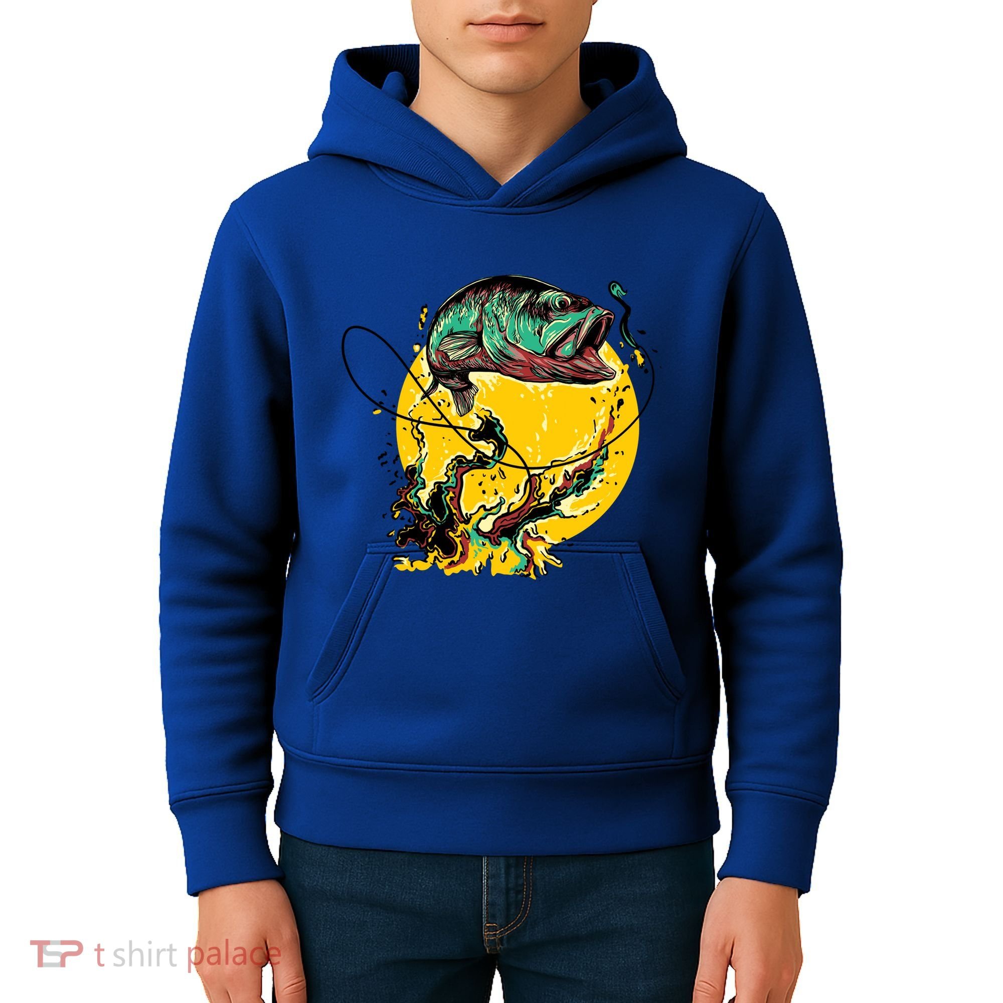 Fishing Art Wave Sunset Kids Hoodie