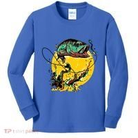 Fishing Art Wave Sunset Kids Long Sleeve Shirt thumb 0