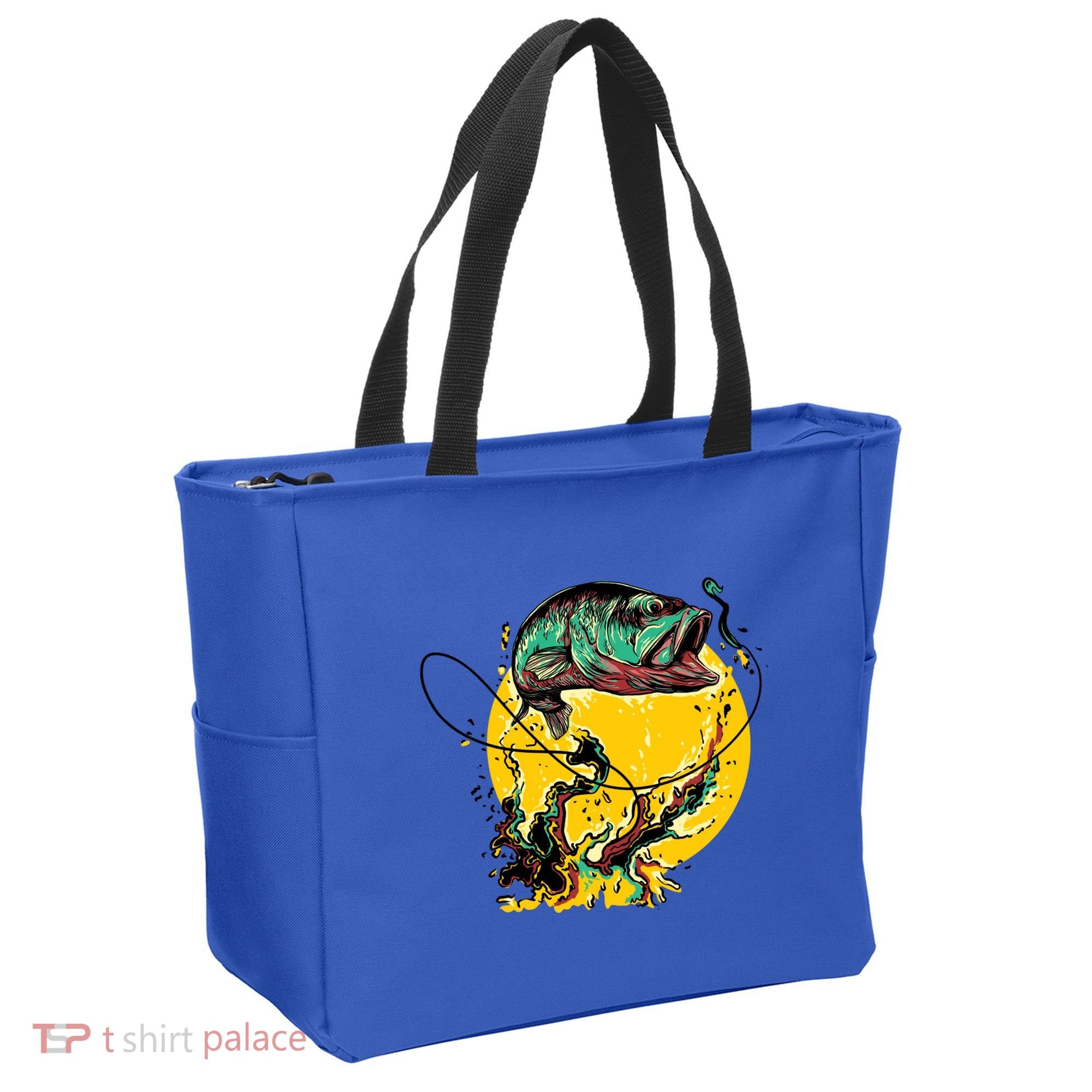 Fishing Art Wave Sunset Tote Bag