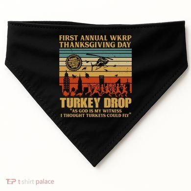 First Annual Wkrp Turkey Drop Thanksgiving Day USA-Made Doggie Bandana