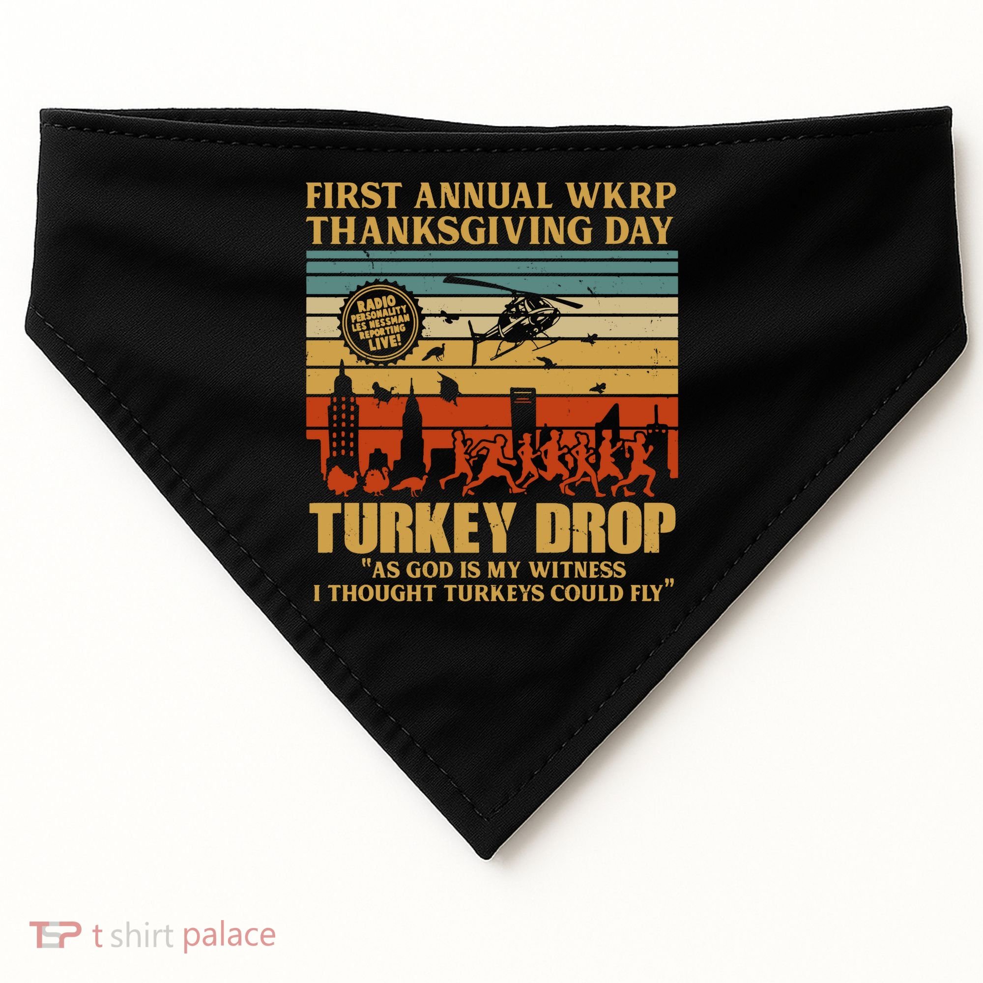 First Annual Wkrp Turkey Drop Thanksgiving Day USA-Made Doggie Bandana