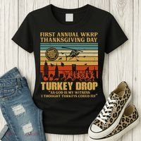 First Annual Wkrp Turkey Drop Thanksgiving Day Women's T-Shirt thumb 3