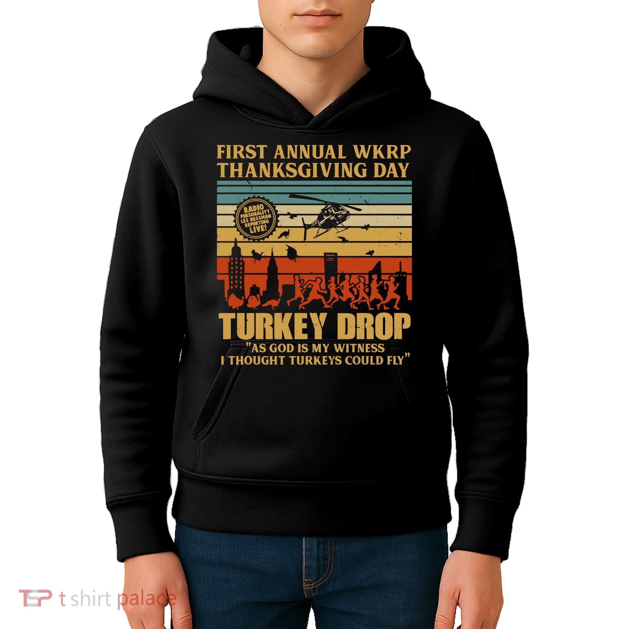 First Annual Wkrp Turkey Drop Thanksgiving Day Kids Hoodie
