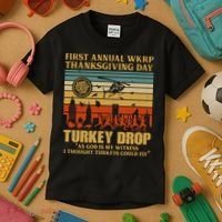 First Annual Wkrp Turkey Drop Thanksgiving Day Kids T-Shirt thumb 3