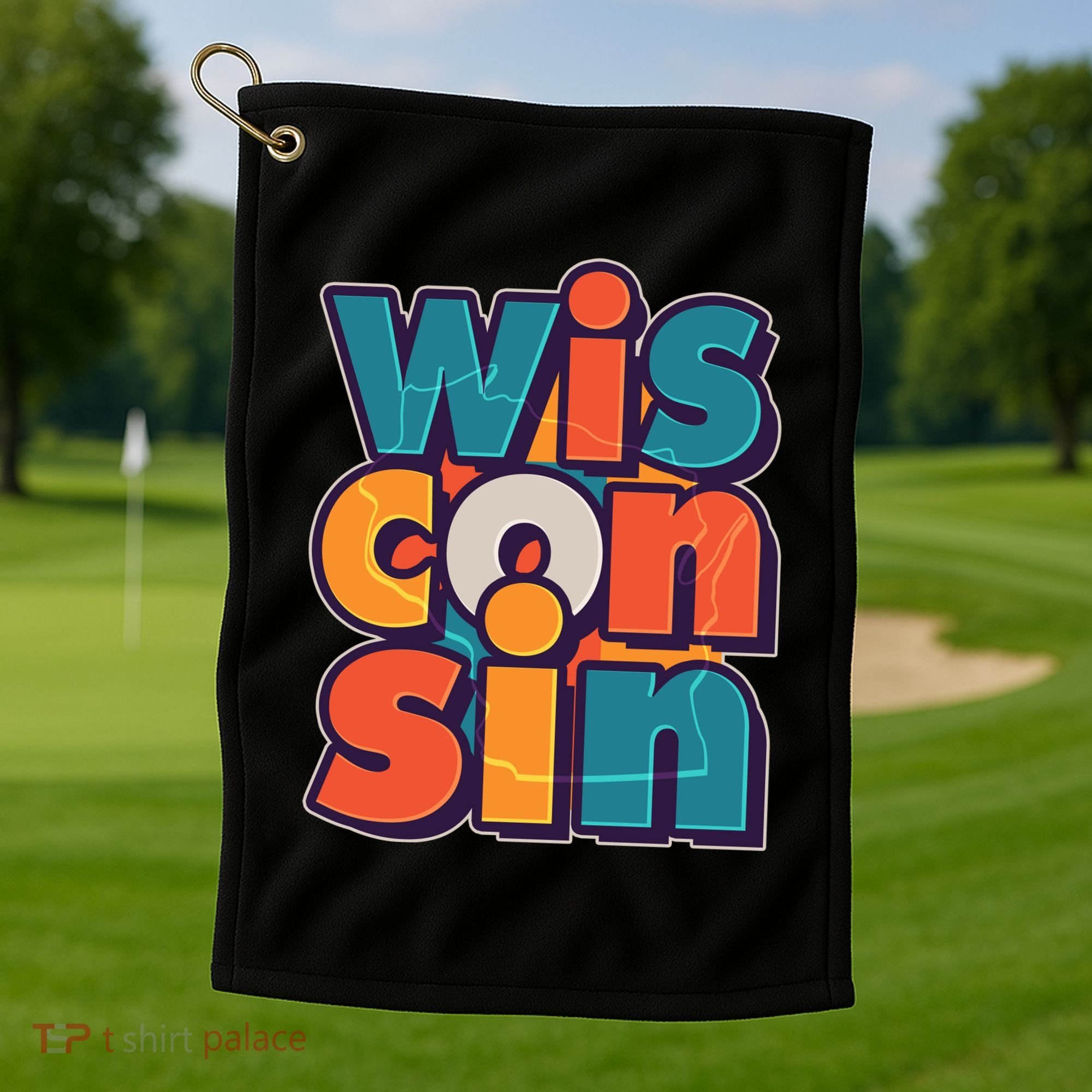 Fun Abstract Wisconsin Name Golf Towel
