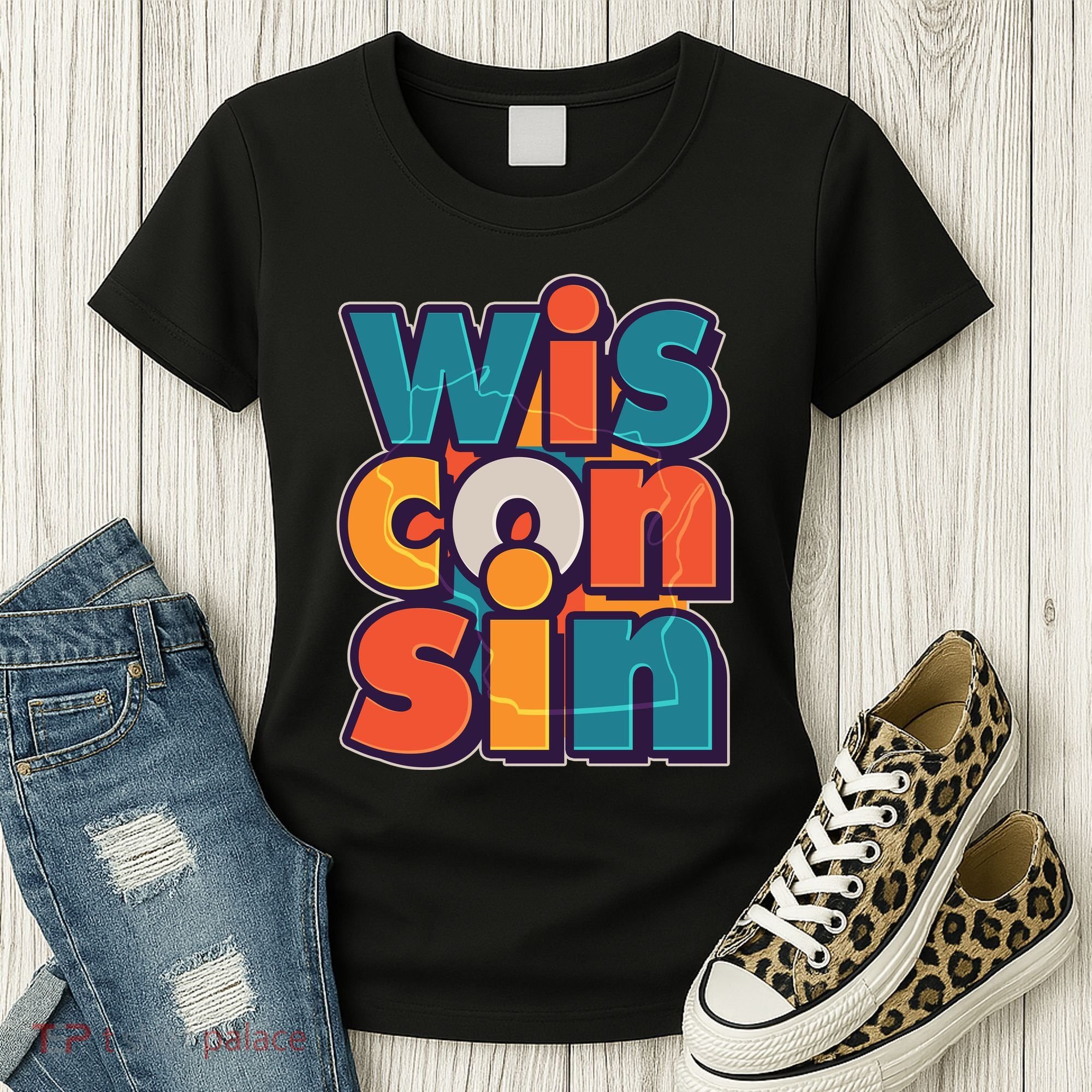 Fun Abstract Wisconsin Name Women's T-Shirt