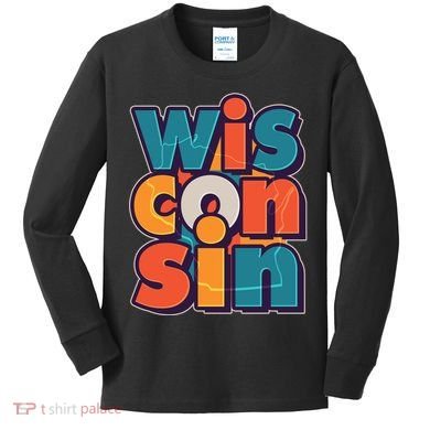 Fun Abstract Wisconsin Name Kids Long Sleeve Shirt