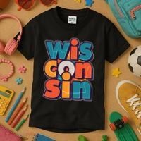 Fun Abstract Wisconsin Name Kids T-Shirt thumb 3
