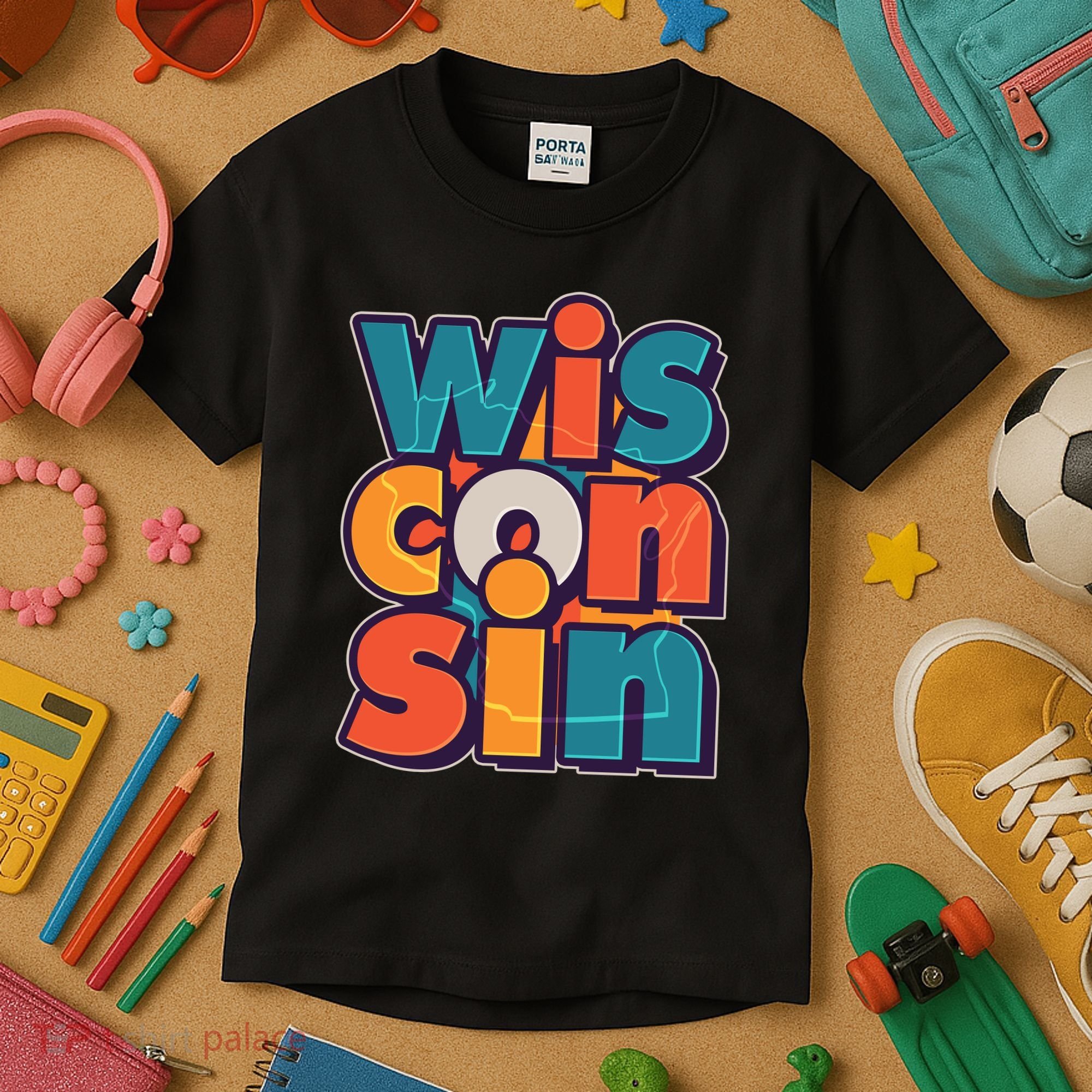 Fun Abstract Wisconsin Name Kids T-Shirt