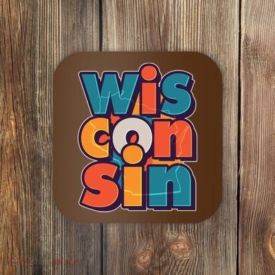 Fun Abstract Wisconsin Name Coaster