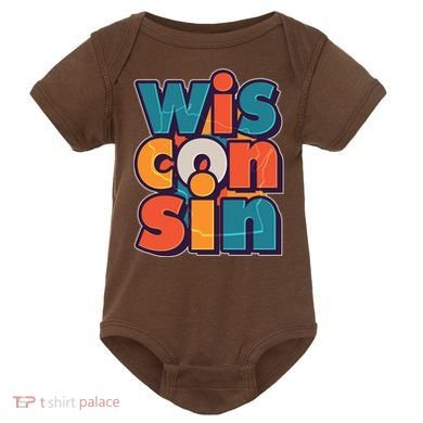 Fun Abstract Wisconsin Name Baby Bodysuit