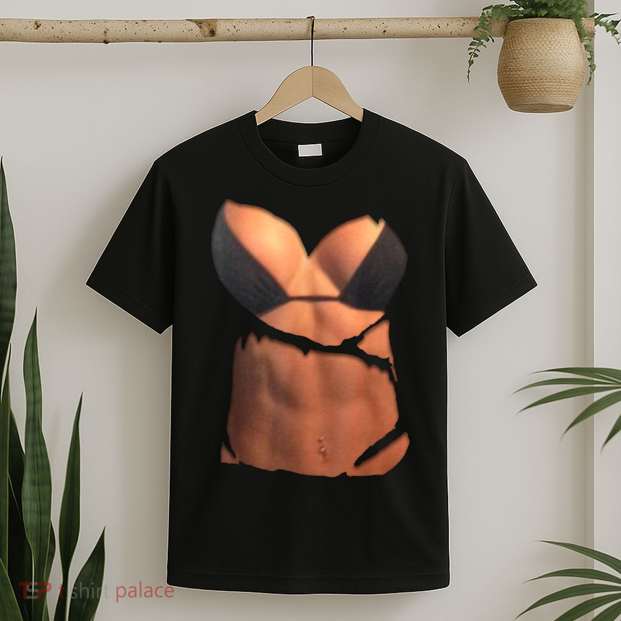 Fake Abs Women Bikini Body Muscle Six Pack Fake Big Boobs T-Shirt