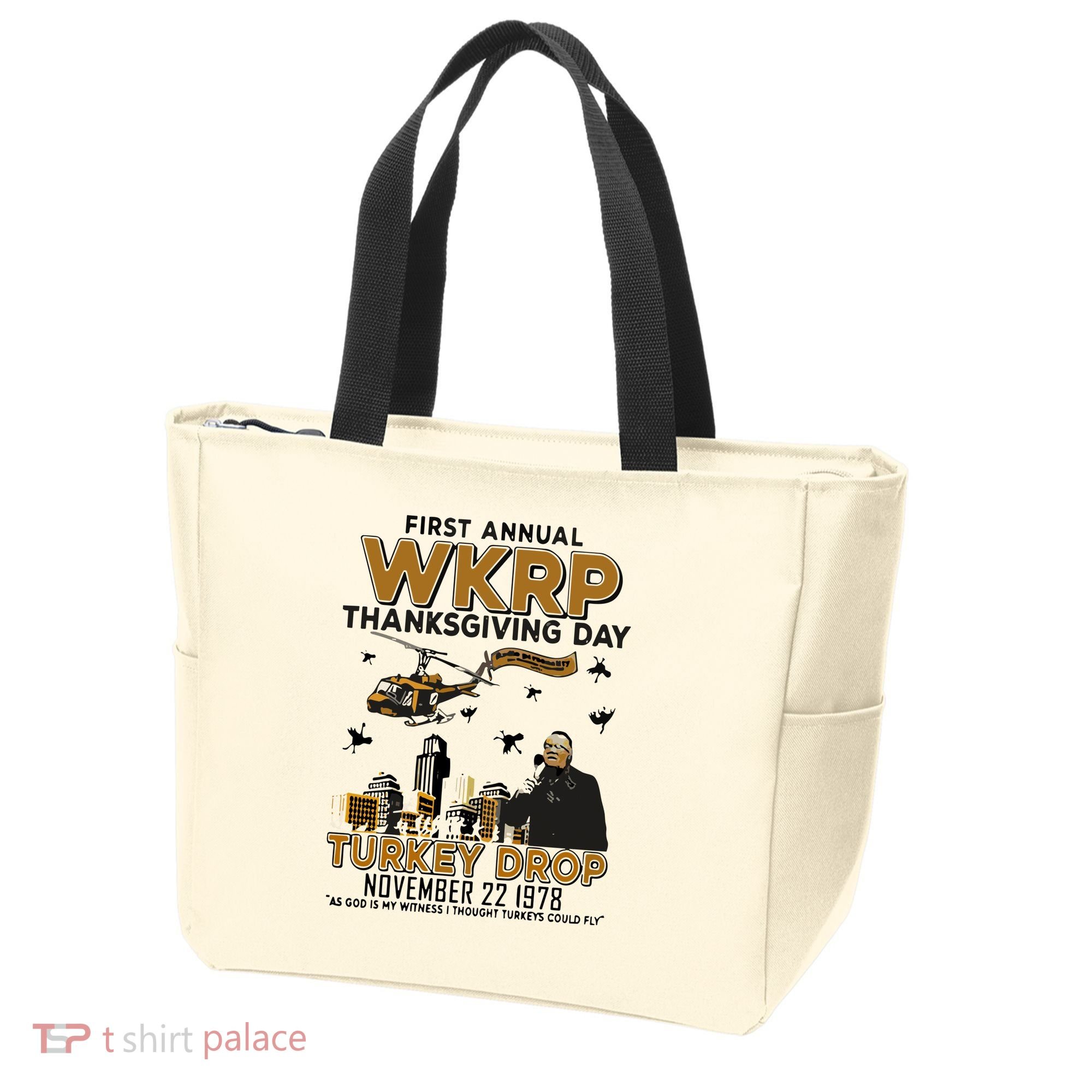 First Annual Wkrp Thanksgiving Day Turkey Drop Tote Bag