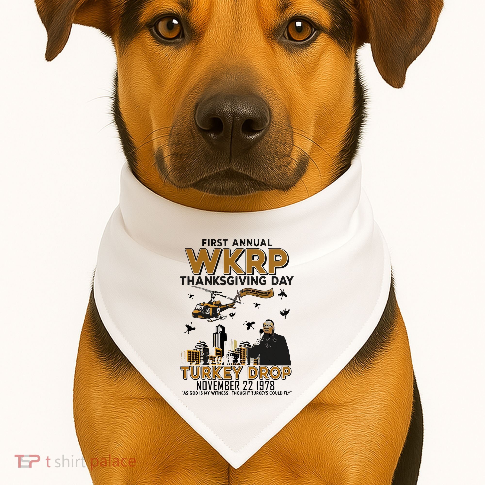 First Annual Wkrp Thanksgiving Day Turkey Drop USA-Made Doggie Bandana