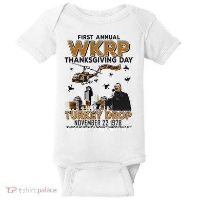First Annual Wkrp Thanksgiving Day Turkey Drop Baby Bodysuit