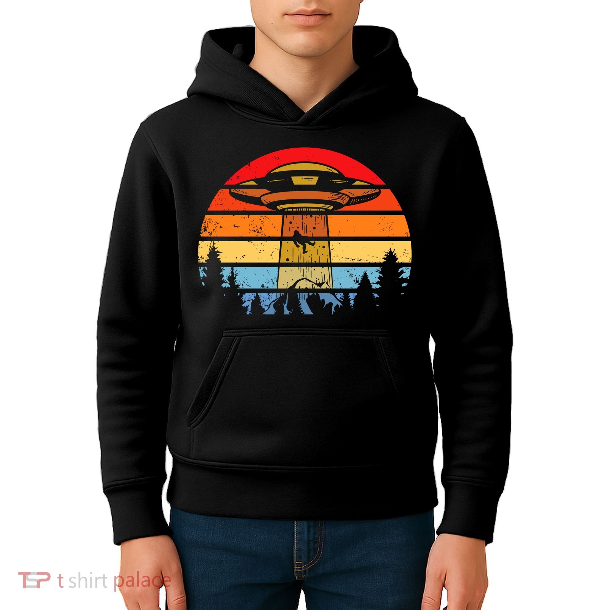 Funny Alien Yeti Bigfoot UFO Plus Size Kids Hoodie