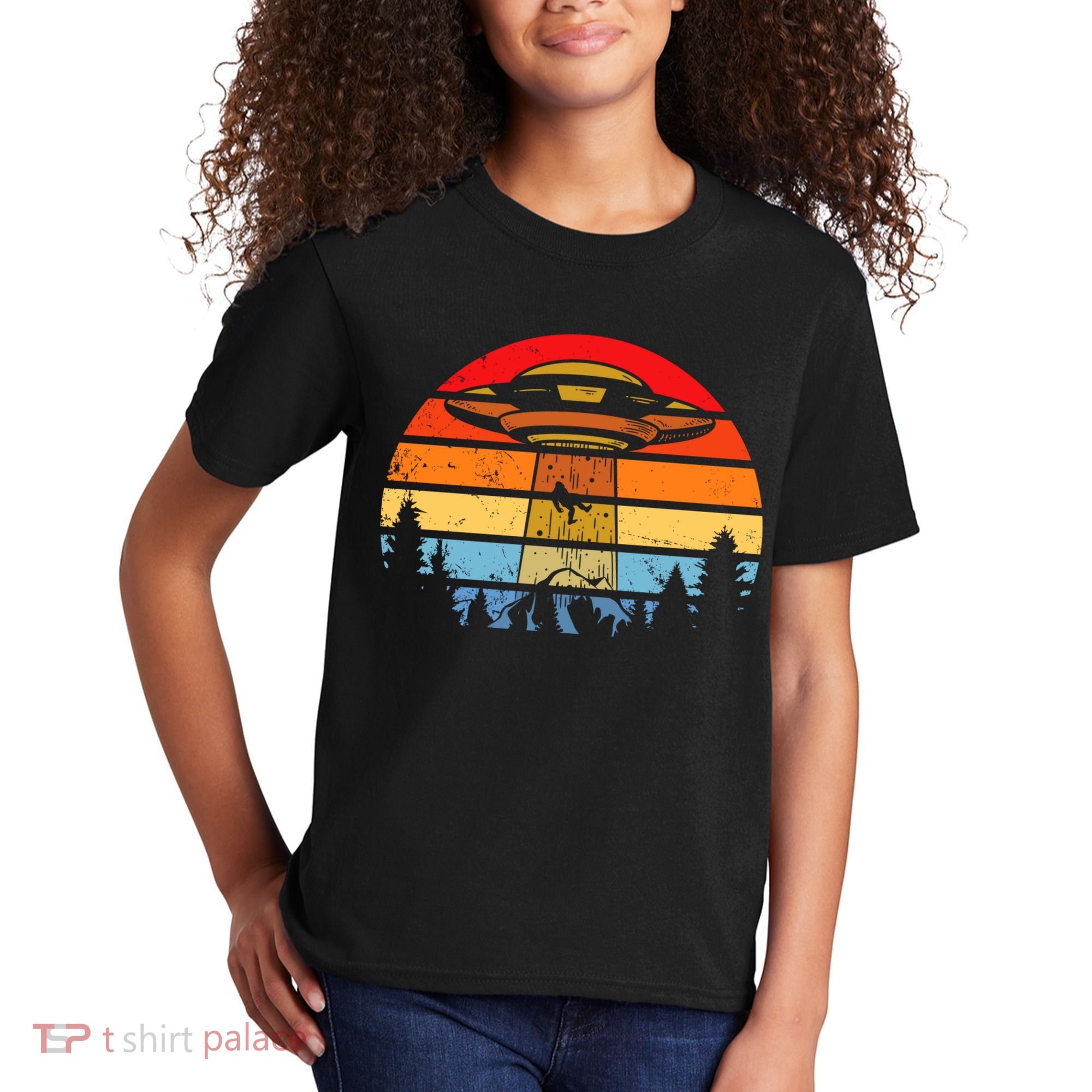 Funny Alien Yeti Bigfoot UFO Plus Size Kids T-Shirt