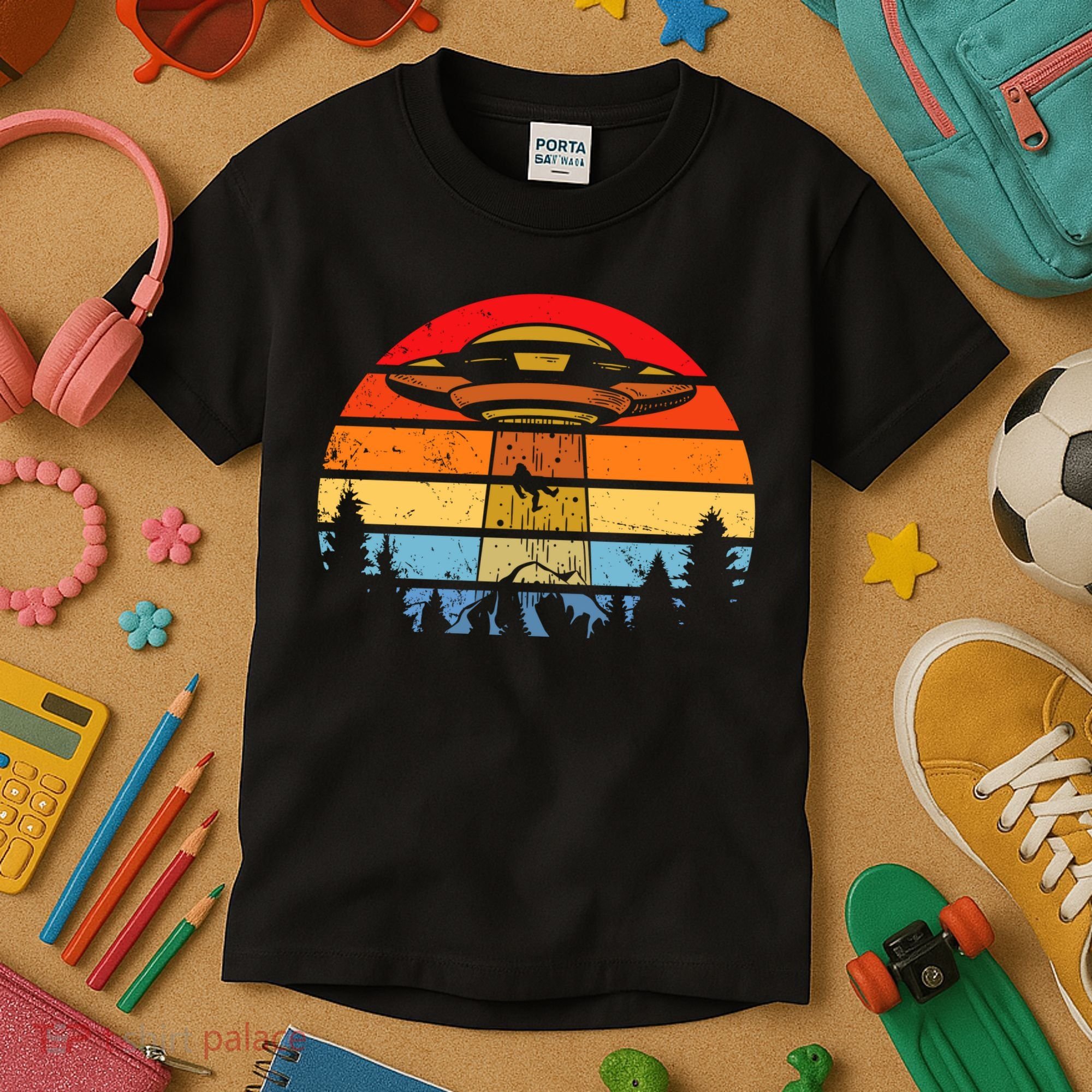 Funny Alien Yeti Bigfoot UFO Plus Size Kids T-Shirt