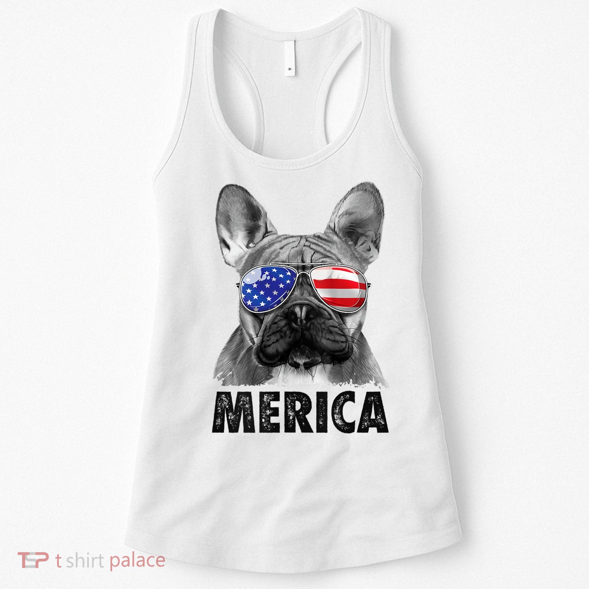 French Bulldog 4th Of July Shirts Merica Usa Flag Women's Tank Top
