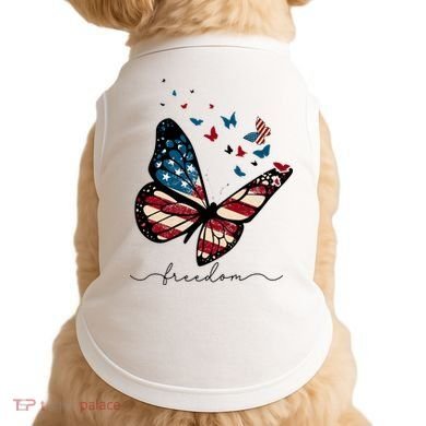Freedom Butterfly 4th Of July Doggie Tank