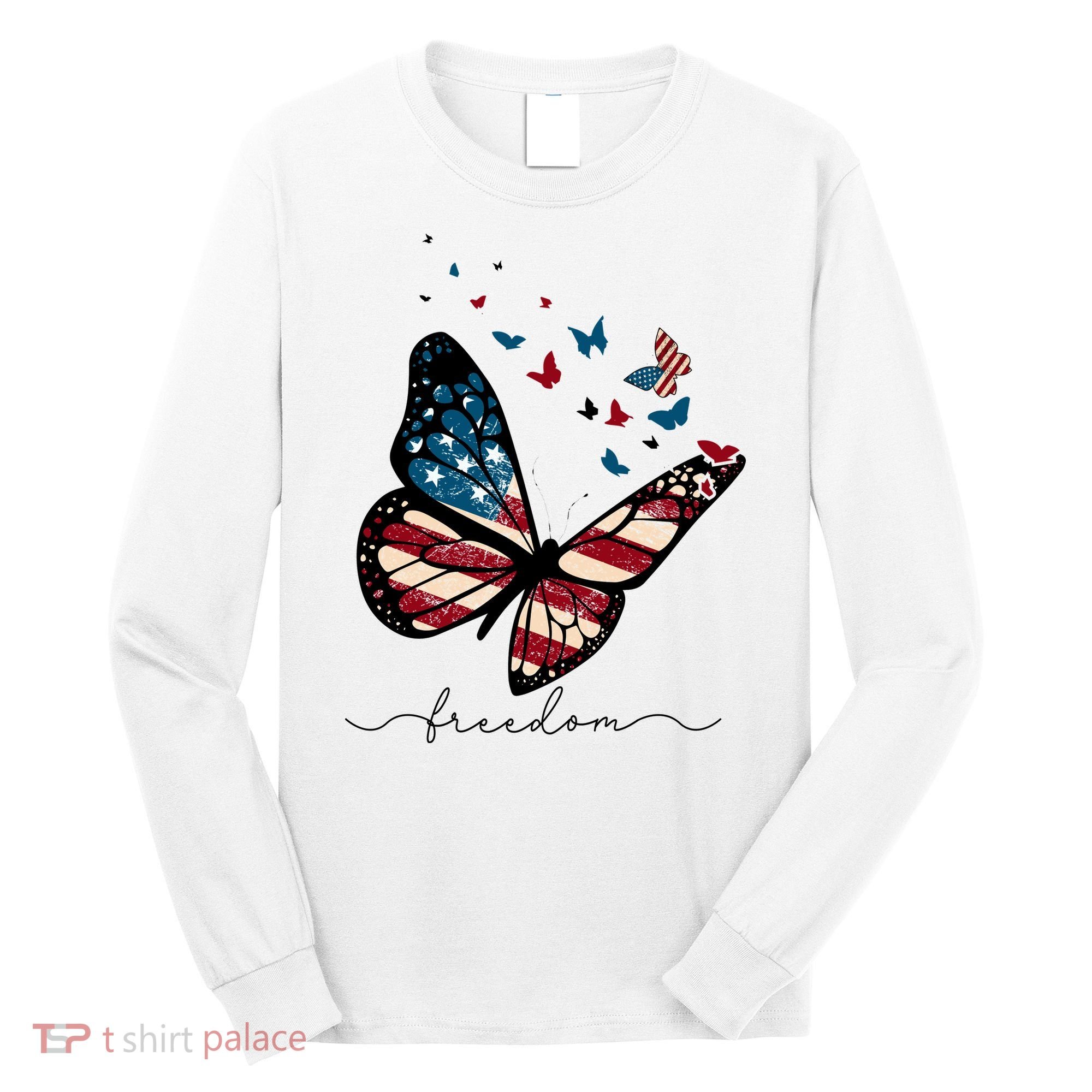 Freedom Butterfly 4th Of July Long Sleeve Shirt