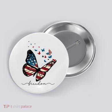 Freedom Butterfly 4th Of July Button