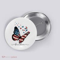 Freedom Butterfly 4th Of July Button thumb 0
