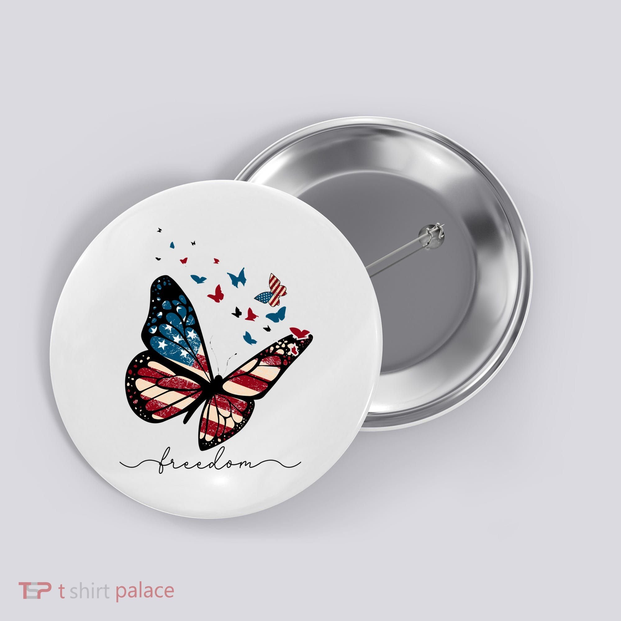 Freedom Butterfly 4th Of July Button
