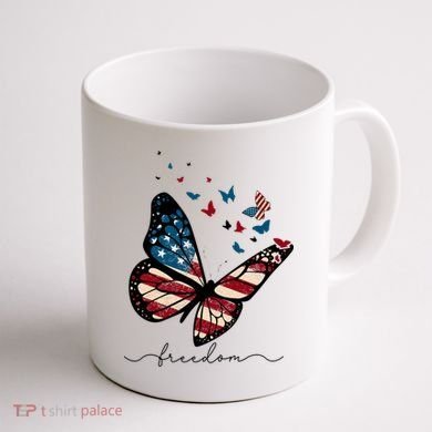 Freedom Butterfly 4th Of July Coffee Mug back