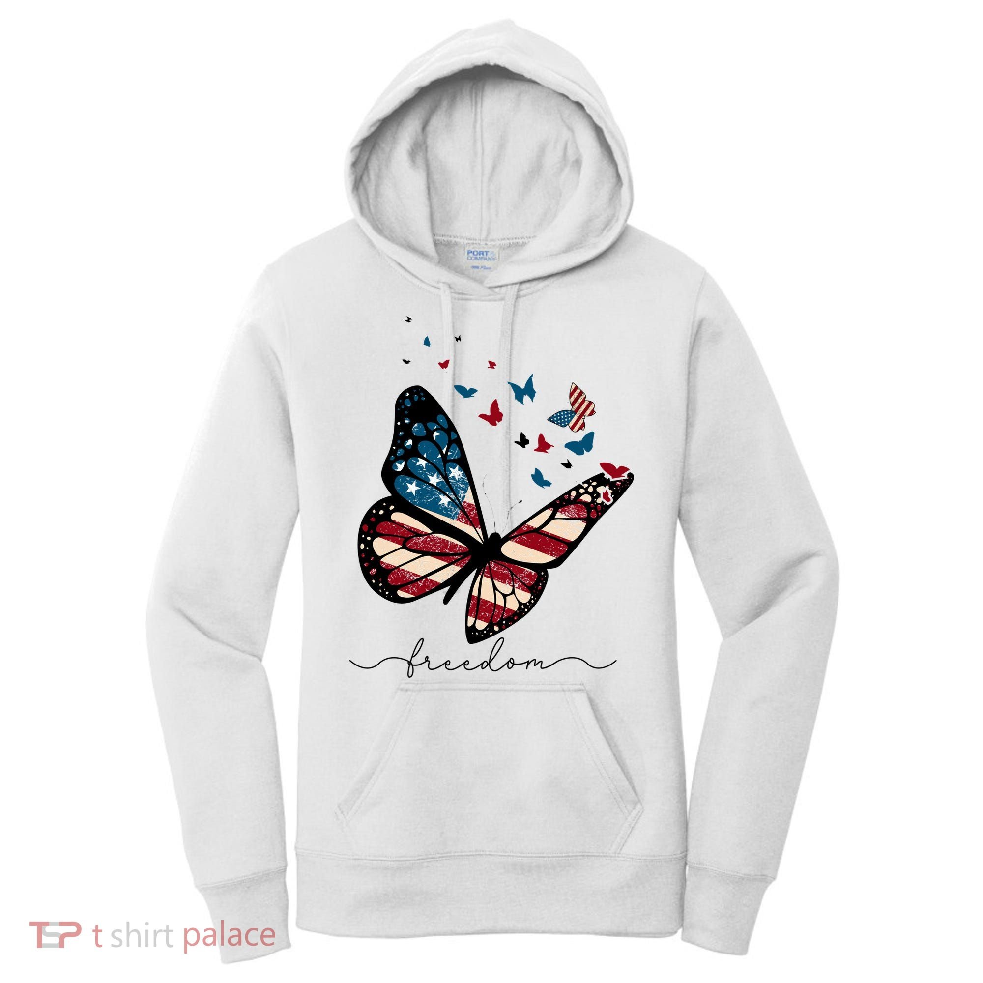 Freedom Butterfly 4th Of July Women's Hoodie