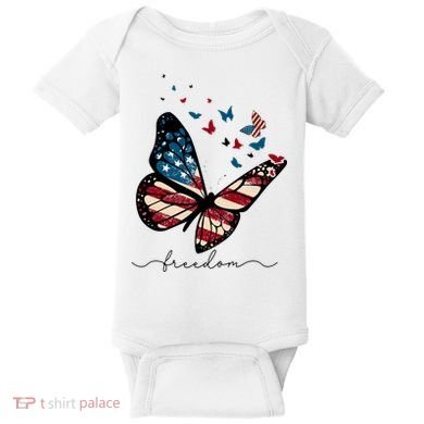 Freedom Butterfly 4th Of July Baby Bodysuit