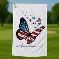 Freedom Butterfly 4th Of July Golf Towel thumb 1