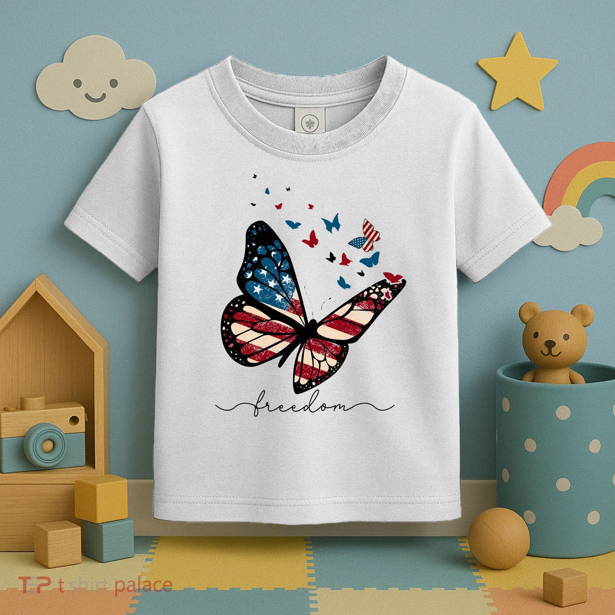 Freedom Butterfly 4th Of July Toddler T-Shirt