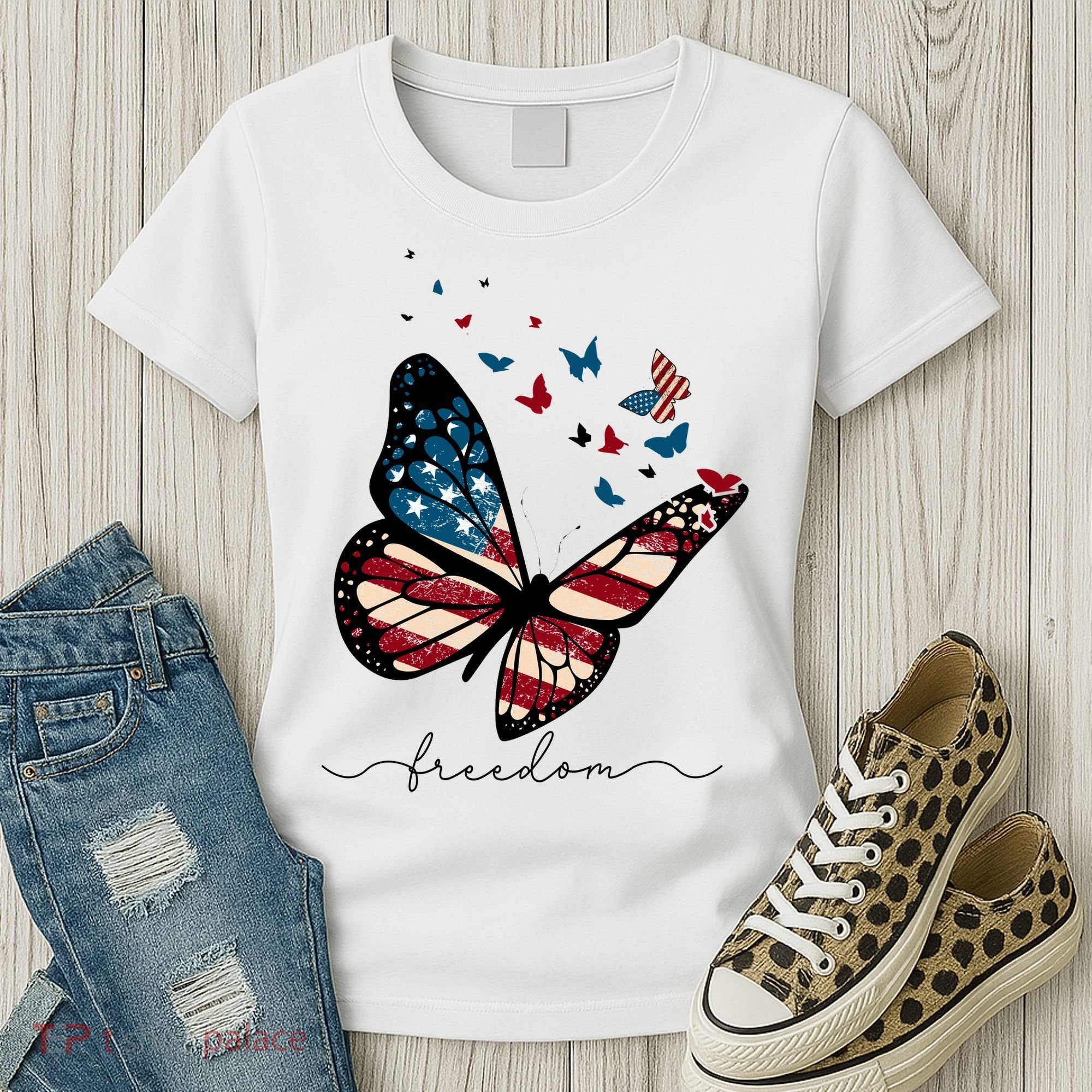 Freedom Butterfly 4th Of July Women's T-Shirt