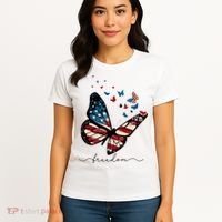 Freedom Butterfly 4th Of July Women's T-Shirt thumb 4