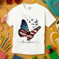 Freedom Butterfly 4th Of July Kids T-Shirt thumb 3