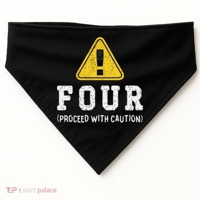 Funny Birthday 4 Four Construction Sign 4th Birthday USA-Made Doggie Bandana