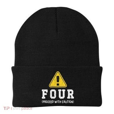 Funny Birthday 4 Four Construction Sign 4th Birthday Beanie