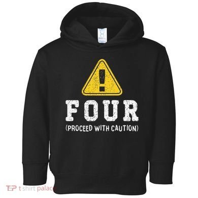Funny Birthday 4 Four Construction Sign 4th Birthday Toddler Hoodie