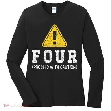 Funny Birthday 4 Four Construction Sign 4th Birthday Women's Long Sleeve Shirt
