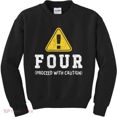Funny Birthday 4 Four Construction Sign 4th Birthday Kids Sweatshirt