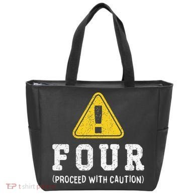Funny Birthday 4 Four Construction Sign 4th Birthday Tote Bag