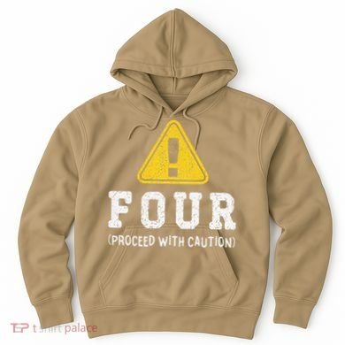 Funny Birthday 4 Four Construction Sign 4th Birthday Hoodie
