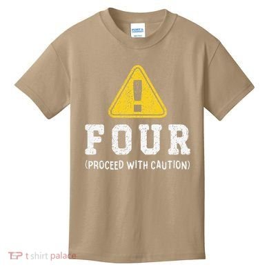 Funny Birthday 4 Four Construction Sign 4th Birthday Kids T-Shirt