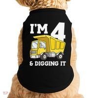 Funny Birthday 4 Four Construction Truck 4th Birthday (2) Doggie Tank thumb 0