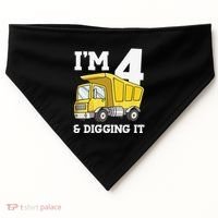 Funny Birthday 4 Four Construction Truck 4th Birthday (2) USA-Made Doggie Bandana thumb 0